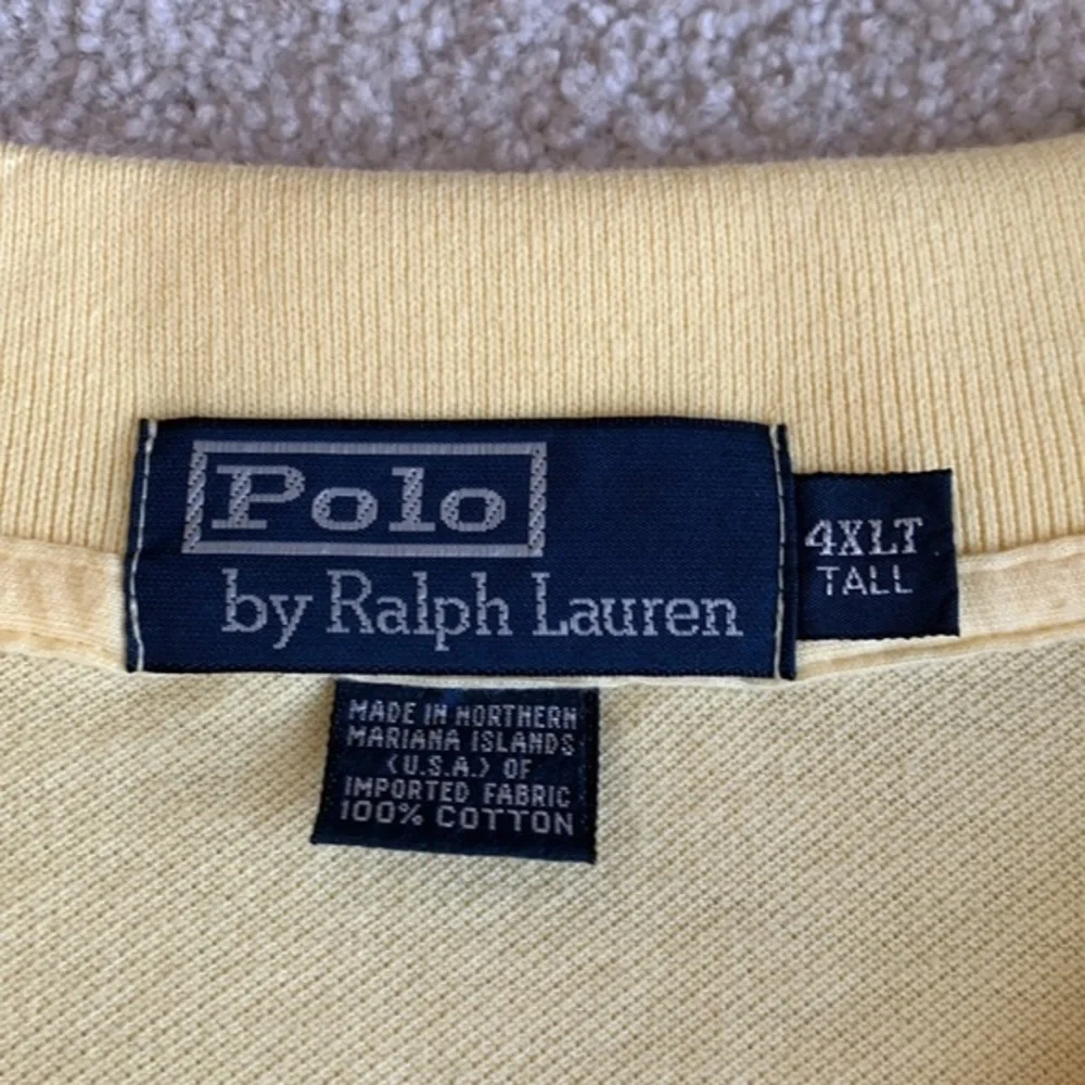 Polo Ralph Lauren Mens 4XLT Big Tall Short Sleeve Pique‎ Polo Shirt Yellow Pony